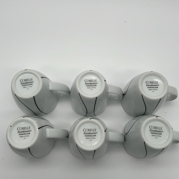 Corelle Simple Lines by CORNING Porcelain Coffee Mugs/Tea Cups (Set of 6) - Picture 4 of 7